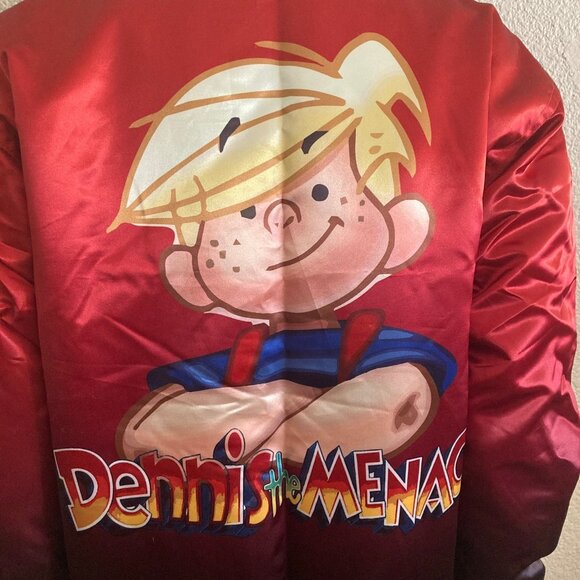 Dennis The Menace Satin Bomber Jacket Mens Med Headgear Classics Satin Retro - Picture 3 of 13